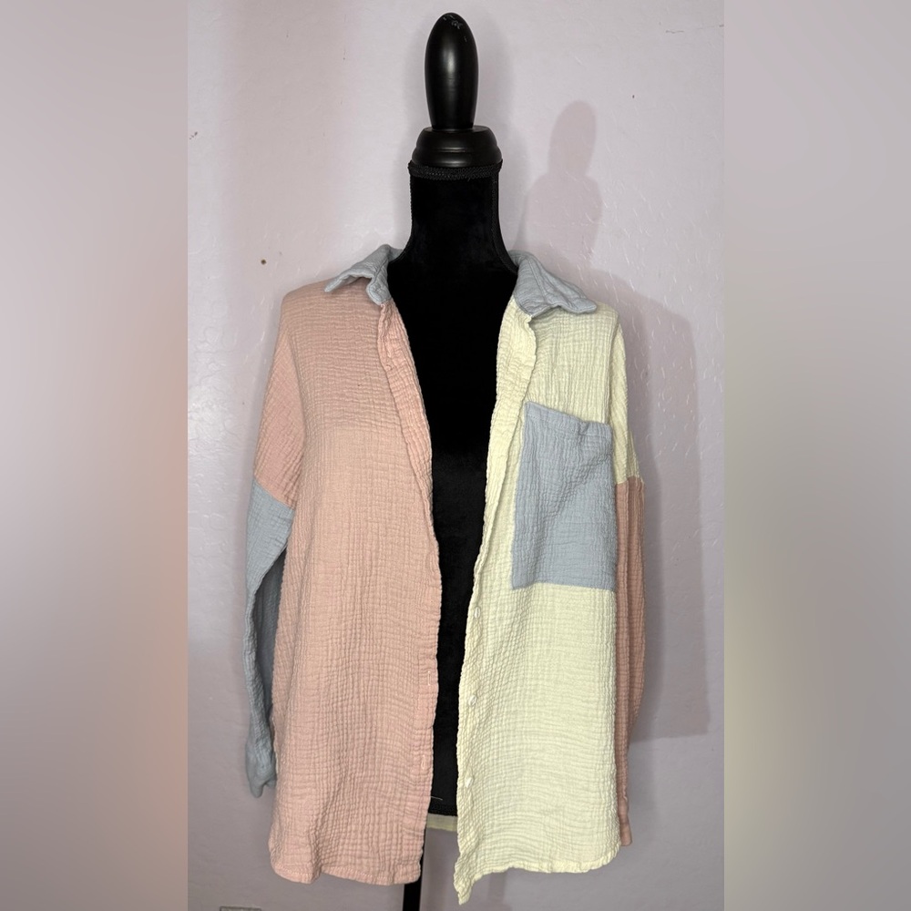 Dokotoo Women's Colorblock Button Down Shirt